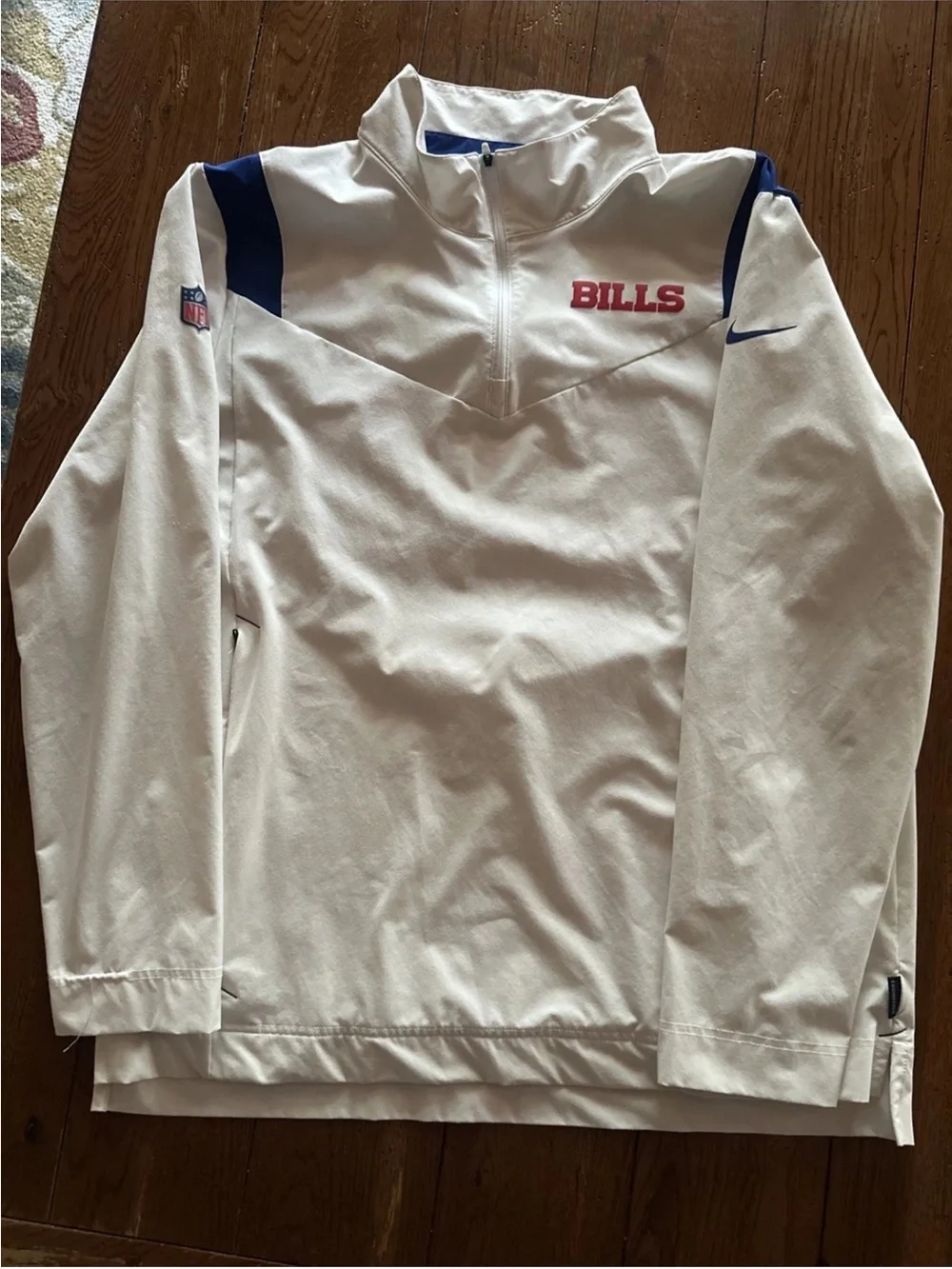 Nike Buffalo Bills NFL On Field Engineered Quarter Zip Travel Jacket Vented L